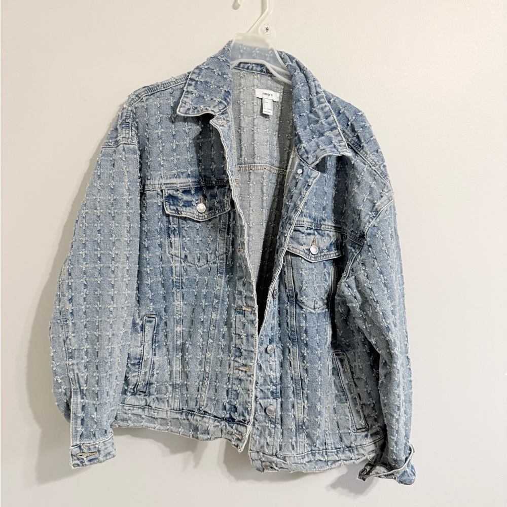 Forever 21 Light Blue Distressed Denim Jacket